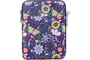 MoKo 6-7" Kindle Sleeve Bag,Protective Nylon Cover Compatible with 7" Kindle Colorsoft 2024,Kindle Paperwhite 2021, All-New Kindle/Kids (11th Generation) 2022, Kindle Oasis E-Reader, Colorful Flowers