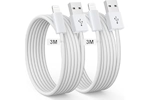 GIANAC Cable Cargador iPhone 3M 2Pack [MFi-Certificado] ﻿Long Cable iPhone Carga Rápida Apple Cable Lightning Compatible con iPhone 14 13 12 11 Pro XS MAX XR X 8 Plus 7Plus 6S 5 5S 5C SE