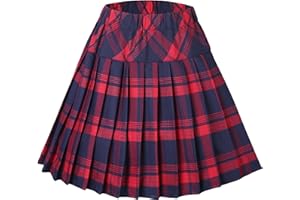 URBAN GOCO Urban Coco Women's Elastic Waist Tartan Pleated School Skirt