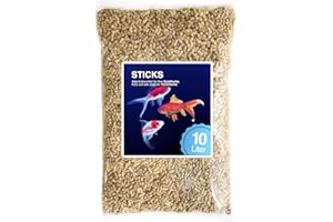 BLUMIXX Bâtons de bassin de qualité supérieure - 10 l - Nourriture naturelle de qualité supérieure pour poissons rouges, carpes koï, poissons d'étang, carpes koï - Eau claire sans turbidité dans l'étang de