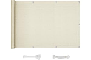 QINGLV Pantalla De Privacidad 60x200cm Mallas Protección Visual Balcon Resistente Al Viento Y Ocultación Tela Privacidad para Balcon con Bridas para Cables Y Cuerda -Beige