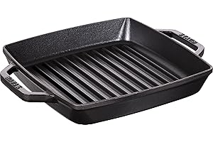 STAUB Gril en Fonte avec Double Poignée, Carré, 23 x 23 cm, Noir Mat