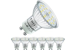 EACLL GU10 LED zimna biel 4,9 W, zastępuje żarówki halogenowe 75 W, 6 sztuk, 585 lumenów 6000 K, AC 230 V, bez migotania, kąt świecenia 120 stopni, bez możliwości ściemniania, lampa reflektorowa