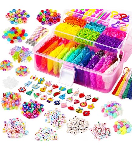 élastiques pour kit de fabrication de bracelets diy art and craft mega kit de recharge cadeau de créativité pour filles pour améliorer l'imagination – idéal pour les élastiques en caoutchouc | Paiement