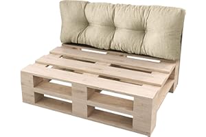 sunnypillow Coussin Dossier pour Palette Euro Canapé Intérieur/Extérieur Appui 120 x 40 cm plusieures Tailles et Couleurs à Choisir Coussin Mousse flaconné Ecru