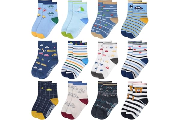 HYCLES Baby Grip Socks 12 Pairs Non-Slip