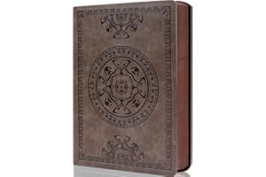 CAGIE Leather Vintage Journal for Men Women Soft Cover 288 Lined Pages Notebook 180 Lay Flat for Writing Travel Diary, 5.7'' x 8.3'', Dark Brown