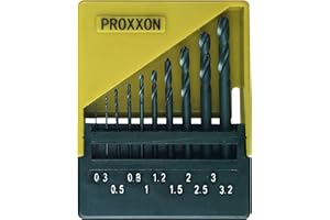 Proxxon Micromot 28 874 HSS zestaw wierteł spiralnych do metalu, 10 sztuk, 0,3 mm, 0,5 mm, 0,8 mm, 1 mm, 1,2 mm, 1