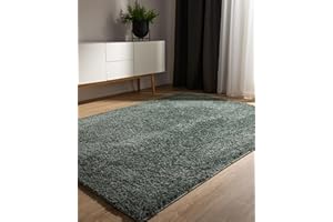 benuta Basic Dywan salon z wysokim włosem Sohari - Jasnozielony 133x190 cm - Minimalistyczny - Antypoślizgowy - Miękki pralny - Sypialnia, przedpokój, jadalnia - Ogrzewanie podłogowe