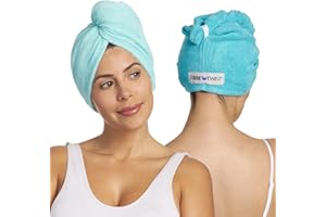Turbie Twist 2-Pack Microfiber Hair Towel for Beauty, Travel, Gifting - Hair Wrap Turban for Straight, Wavy & Curly Hair - Premium Hair Care - Dark Aqua & Light Aqua