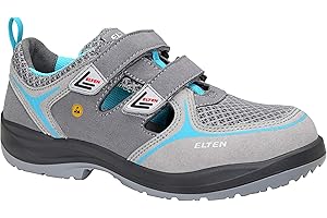 ELTEN Sicherheitsschuhe MILA aqua Easy ESD S1, Damen, Textil, Stahlkappe, leicht, sportlich, Grau/Türkis, Größe: 35