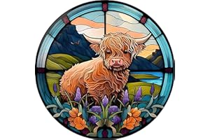 DAERLE Highland Cow Diamond Art Painting Kits for Adults, DIY 5D Diamond Painting Stained Glass Kits, Diamond Art Kits Gem Arts and Crafts Home Wall Decor 30X30cm