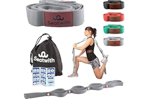‎SEATWITH Seatwith Yoga Gurt mit 10 Schlaufen | Yoga Band 200x4cm | Dehnungsband für Beste Dehnen | Stretching Band | Yogagurt + Tasche & Training PDF