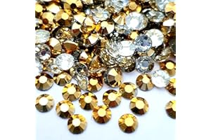 MajorCrafts 3000pcs 3mm ss12 Jelly AB Flat Back Round 14 Facets Resin Rhinestones Arts and Crafts Embellishment Gems (Metallic Gold C57)