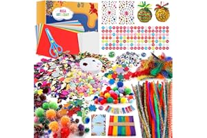 Wothfav Kit Bricolage Enfant, 1900+ Activité Manuelle Enfant, Loisir Creatif pour l'artisanat d'art, Kit Bricolage Fille avec 2 Boules de Noël, Pipe Cleaners, Plume, Paillettes