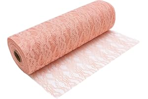 100%Mosel Runner da Tavola Pizzo, in Rosa Vintage (30 cm x 20 m), Runner delicato in Pizzo, elegante Decorazione da Tavola per Matrimonio & Battesimo, Decorazione festiva per occasioni Speciali