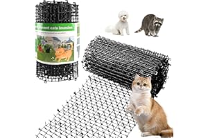KOKMEYA Cat Repeller Mat, Black, 2m with 8 Ground Stakes, 8 Cable Ties, Cat Repellent Mat with Spikes for Cats Repel Garden, Dog and Raccoon Deterrent Mat, 200 x 27.9 cm
