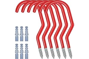 Aolegoo Lote de 6 Ganchos para Bicicletas de Garaje, Gancho Colgador para Organizar Escaleras, Sillas, Mangueras, Bicicletas, Herramientas Eléctricas Voluminosas (Rojo)