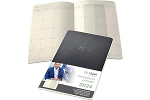 SIGEL C2484 Agenda cahier mensuel 2024, A5, couverture souple, noir - Conceptum