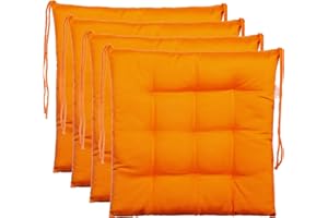 Brandsseller Sitzkissen Dekokissen Stuhlkissen Zierkissen Gartenkissen - 9er Steppung- in Verschiedene Motive (4er-Paket, Orange)