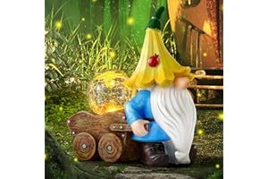 Grovind Gnomes de Jardin Décorations Gnomes solaires, GNOME d'extérieur Tenant Un orbe Magique avec LED solaires, Statue de GNOME de Jardin Décor pour Patio Ornement de pelouse Cadeaux pour Maman