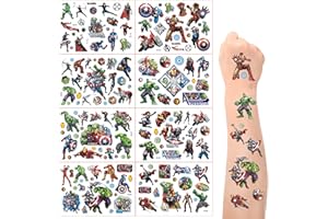 BJPERFMS Tattoo Tatuajes Temporales Niños, 8PCS Calcomanias, Tatoos, Tatuajes Falsos, Party Favor Set, Regalos para Niñas y Niño