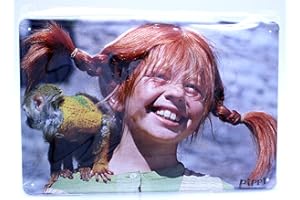 Placa de metal Pippi Calzaslargas - Señor Nilsson - Muestra del metal Culto - Placa decorativa retro Pippi Långstrump - Herr Nilsson - nostálgico - Diseño original con licencia - LOGOSHIRT