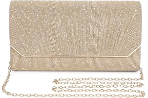 Asvert Pochette Donna, Borse Clutch, Borsa a Tracolla, Bustina Portatutto Donna, Borse da Sera Pelle per Ballo di Fine Anno, Festa (Oro)