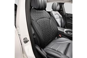 POKSRI Guero Genuino Piel de Vaca Funda Asiento Coche,Protector Fundas para Cojines del Respaldo del Asiento,Es Compatible con la mayoría de los vehículos de la categoría A en adelante(Negro)