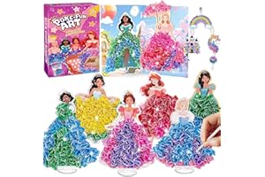 XongSyue Poke Art Kit de Bricolage pour Enfants, 8 Princesses avec Base et 2 Panneaux d'Arrière Plan, Loisirs Créatifs Fille 4 5 6 7 8 ans, Activité Manuelle Enfant, Cadeau pour Fille 9 10 11 12 ans