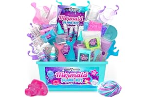 Original Stationery Slime Kit di Sirena per Bambina - Kit di Slime Sirena da 35 Pezzi con Accessori Fai-Da-Te con Glitter e Cuoricini Glow in the Dark - Slime Regalo per Ragazze 9-12 Anni
