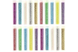 MIK Funshopping - Polvere glitterata luccicante per il fai da te e per decorare biglietti, glitter colorati per decorazioni (mix di colori, 4 barattoli da 20 g)