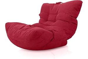 Aiire Pouf Poltrona Design con Imbottitura - Puffo per Sedersi Gigante, Puff Sacco Camera da Letto per Bambini o Gamer - Bean Bag XXL per lettura o Cuscini da Pavimento Rosso