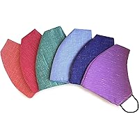 Xtore Cotton Reusable Cloth Mask (Peach, Red, Green, Light Blue, Dark Blue, Violet, Without Valve, Pack of 6) for Unisex