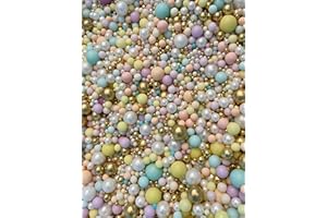 CAKE N BAKE Metallic/Shimmer Vegan Balls Edible Cupcake Cake Topper Sprinkles (90G Tub) (Pastel and Gold)