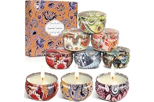 WONSEFOO Scented Candles Gifts for Women | 9 Piece Set | Scented Candle GFT Set | Real Soy Wax Portable Travel Tin Candle | Birthday Present | Anniversary | Mother's Day | Gifts (A-9PS)