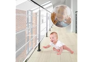 XiYee Filet de Protection pour Escaliers, 3 Mètre Filet de Sécurité, Filet de Protection d'escaliers de Balcon, Balustrade Escalier Filet, Filet Escalier, Filet de Protection pour Balcon (White)