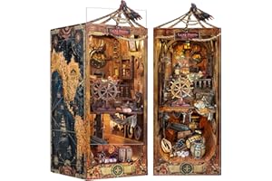 Quanquer DIY Book Nook Kit para Adultos_con Cubierta Antipolvo y luz LED 3D de Madera en Miniatura BookNook Fantasía_Creatividad Regalo para Adolescentes (Age of Sail)