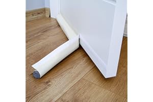 BAZERGA Door Draught Excluder 90 cm, Anti-Cold Unilateral Door Bottom with Self-Adhesive Seal, Protection Against Air Currents and Noise, Weather Stripping Door Seal Strip (White)