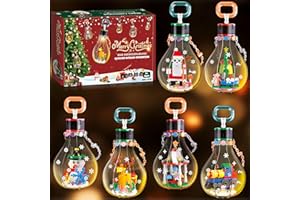 MOMOSTAR 6 Stück Weihnachten Bausteine mit Licht, Weihnachtsschmuck Bauspielzeug Hängende, Klemmbausteine Weihnachten, Weihnachtsdeko Weihnachtsbaum, Kreatives Geschenk für Kinder Erwachsene