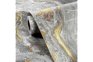 FunStick 60CMx5M Carta da Parati Soggiorno Carta Adesiva per Top Cucina Piano Lavoro Grigio Oro Carta Adesiva per Mobili Marmo Rivestimento Parete Grigio Oro Pellicola Adesiva per Mobili Cucina Bagno