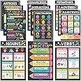Hadley Designs 12 Chalkboard Parts of Speech Posters for Elementary Classroom - Grammar Posters for Language Arts