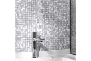 BeNice Samoprzylepne płytki ścienne 3D samoprzylepne płytki łazienkowe, przyklejanie na płytki ścienne naklejki kuchnia odklej i przyklejaj płytki ścienne klej (10 arkuszy, srebrny)