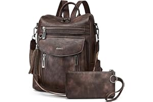 Shrrie Leather Backpack Fashion Backpack Purse Designer Small Travel Backpack Convertible Shoulder Bag with Wristlet for Work College