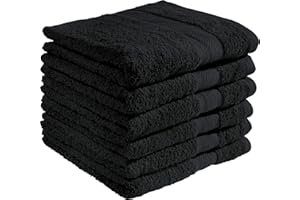 ‎REDBEST REDBEST Handtuchset, Frottierset 6er-Pack Chicago schwarz Größe 50x80 cm - saugstark, strapazierfähig, ideal für Reisen, Sport (weitere Farben)
