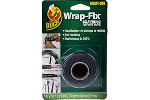Duck Tape Wrap-Fix Self-Fusing Repair Tape | Self Amalgamating | Self Bonding for Plumbing | Leaking Pipe Repair Tape | Rubber Tape | Waterproof Black 25mm x 3m