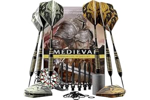 CC-Exquisite Professional Steel Tip Darts Set - 6 x 22g Brass Barrels with 12 Flights Standard/Slim, 12 Aluminum Shafts 35/48mm, 12 O-Rings, Dart Tool, Dart Sharpener and Case……