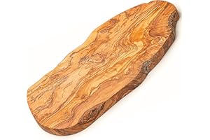 Erreke Tagliere Legno, Tagliere Legno Ulivo, Tagliere Ulivo, Tagliere in Legno d'ulivo Naturale, Pezzo Unico, Tagliere Grandi per Servire, Tagliare, Carne Barbecue Formaggio Pane (39x18 cm)