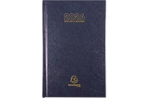 Exacompta - 38173E - Agenda journalier de bureau Carré Recettes et Dépenses - 13,5 x 21 cm - Janvier à décembre 2026 - Coloris aléatoire