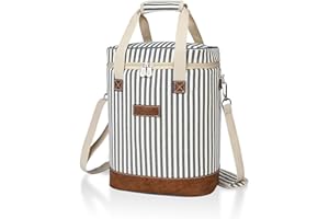 Kato Tirrinia 6 bottiglie di vino, borsa termica termica imbottita a tenuta stagna, borsa portatile per picnic, campeggio e viaggi, regalo perfetto per gli amanti del vino, grigio